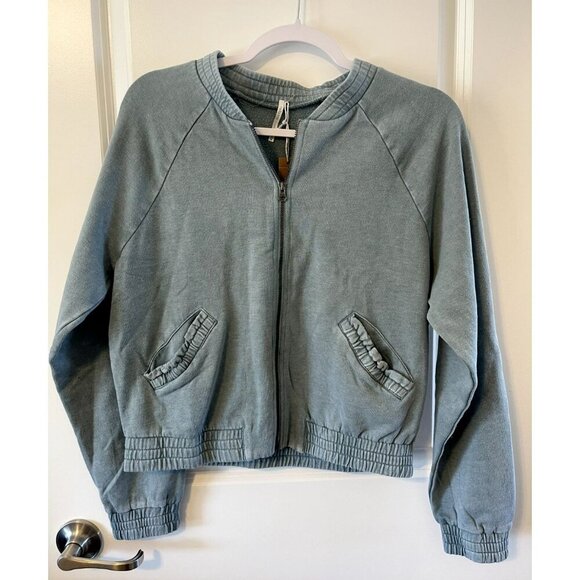 NWT REVOLVE Hello Nite Size XS Sea Green Sweater Jacket Zipup cute pocket detail - Picture 1 of 6
